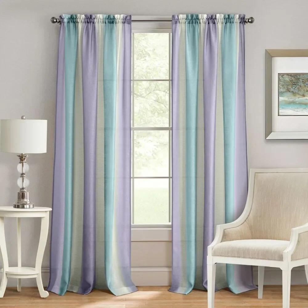 PowerSellerUSA Window Curtain Tight Woven 2-Pack Panels Light Filtering Rainbow